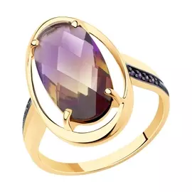 Кольцо из красного золота с аметистом, аметрином и фианитами 715998