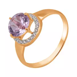 Кольцо из красного золота с аметистом и фианитами 11-0080-11-07