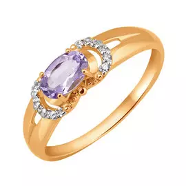 Кольцо из красного золота с аметистом и фианитами 11-0957-11-07