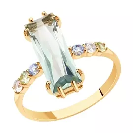 Кольцо из красного золота с аметистом и фианитами 716061