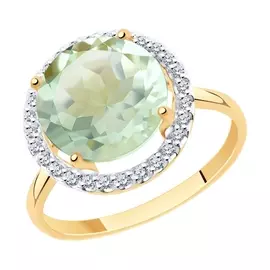 Кольцо из красного золота с аметистом и фианитом 716027