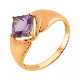 Кольцо из красного золота с аметистом к3980V14