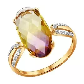 Кольцо из красного золота с аметрином и фианитами 714095