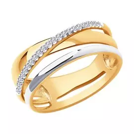 Кольцо из красного золота с бриллиантами 1011993