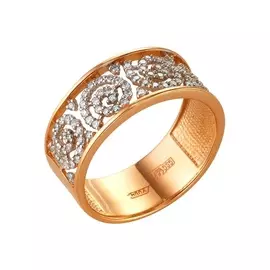Кольцо из красного золота с бриллиантами 1-101-243