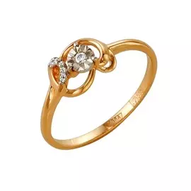 Кольцо из красного золота с бриллиантами 1-105-138