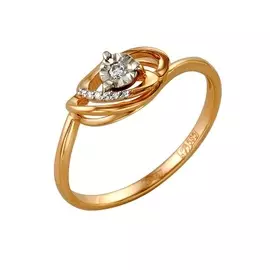 Кольцо из красного золота с бриллиантами 1-105-139