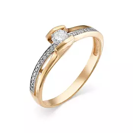 Кольцо из красного золота с бриллиантами 1-106-345