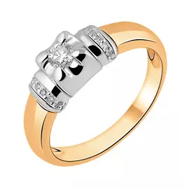 Кольцо из красного золота с бриллиантами с родированием 11-9369-10-02