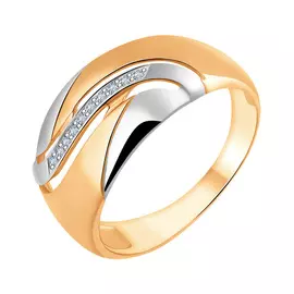 Кольцо из красного золота с бриллиантами с родированием 11-9385-10-02