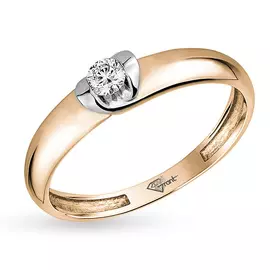 Кольцо из красного золота с бриллиантом 0101389