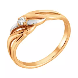 Кольцо из красного золота с бриллиантом 1010586 №12 245