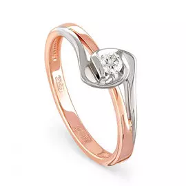 Кольцо из красного золота с бриллиантом 11-0769 №35-16