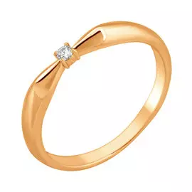 Кольцо из красного золота с бриллиантом 11-9044-11-02