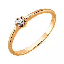 Кольцо из красного золота с бриллиантом 11-9048-11-02