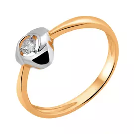 Кольцо из красного золота с бриллиантом 11-9512-10-02