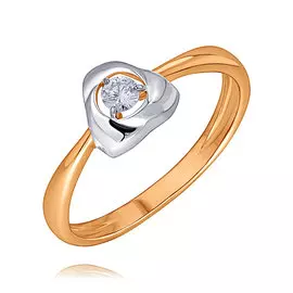 Кольцо из красного золота с бриллиантом 11-9512-10-02