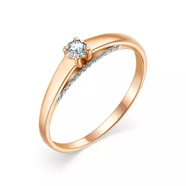 Кольцо из красного золота с бриллиантом 13399-100