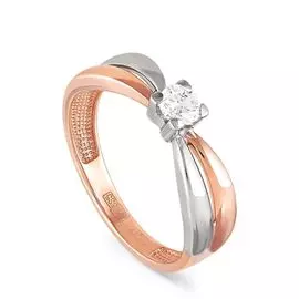 Кольцо из красного золота с бриллиантом 1-0273 №2-16