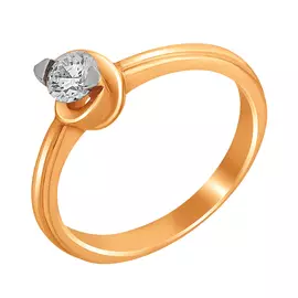 Кольцо из красного золота с бриллиантом 1-105-21