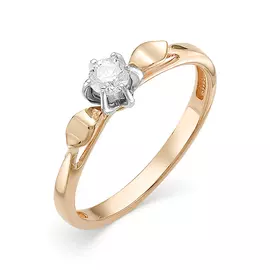 Кольцо из красного золота с бриллиантом 1-106-269