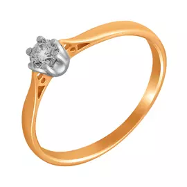 Кольцо из красного золота с бриллиантом 305-110