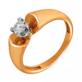 Кольцо из красного золота с бриллиантом 3350-110