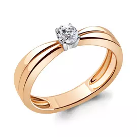 Кольцо из красного золота с бриллиантом 960408к
