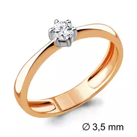 Кольцо из красного золота с бриллиантом 961286к
