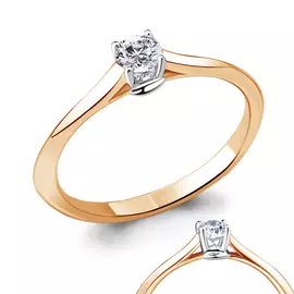 Кольцо из красного золота с бриллиантом 962408к