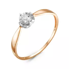 Кольцо из красного золота с бриллиантом БР111092