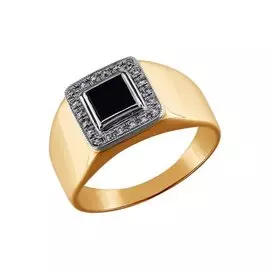 Кольцо из красного золота с фианитами 011006