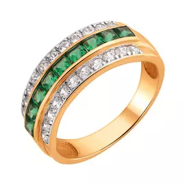 Кольцо из красного золота с фианитами 011561