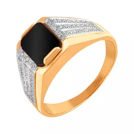 Кольцо из красного золота с фианитами 011607