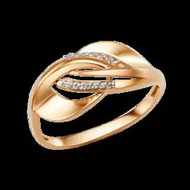 Кольцо из красного золота с фианитами 011621-1102