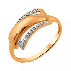 Кольцо из красного золота с фианитами 011991-1102