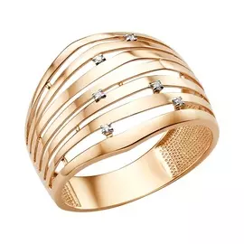 Кольцо из красного золота с фианитами 012601-1102