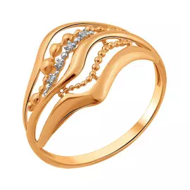 Кольцо из красного золота с фианитами 012681-1102