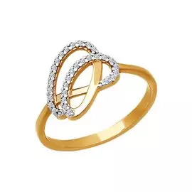 Кольцо из красного золота с фианитами 012921