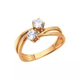 Кольцо из красного золота с фианитами 014704