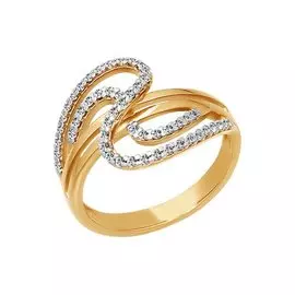 Кольцо из красного золота с фианитами 014798