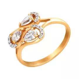 Кольцо из красного золота с фианитами 015212