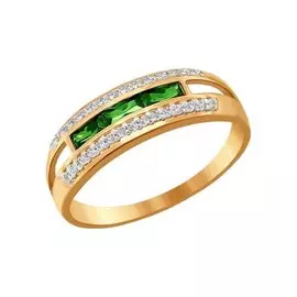 Кольцо из красного золота с фианитами 015458