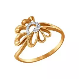 Кольцо из красного золота с фианитами 015478