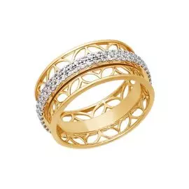 Кольцо из красного золота с фианитами 015977