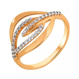 Кольцо из красного золота с фианитами 016534