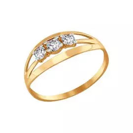 Кольцо из красного золота с фианитами 016542