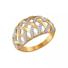 Кольцо из красного золота с фианитами 016632