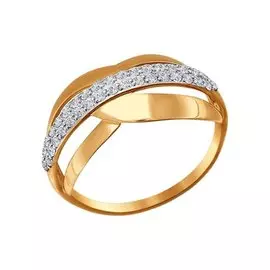 Кольцо из красного золота с фианитами 016650