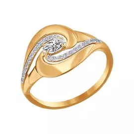 Кольцо из красного золота с фианитами 016657